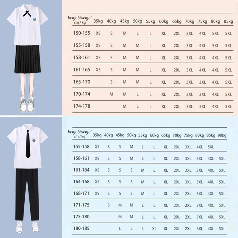 Japanese Style Jk Uniform Short and Long Sleeve Shirt Pleated Skirt or Pants Set School Outfit with Bow Tie for Daily Wear Party