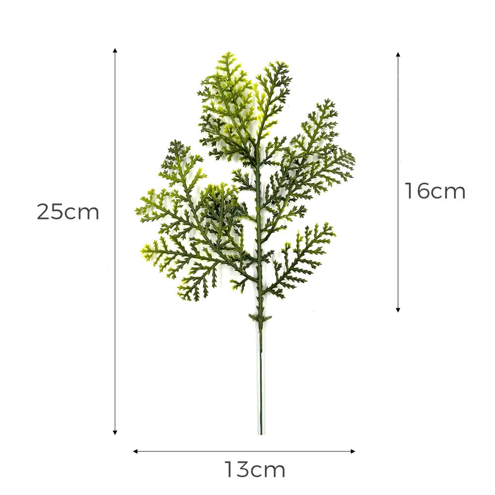 10pcs 25cm Artificial Cypress Branch Yellow&Green Gradient Pine Leaves Sprigs Christmas Tree Filler Decor Wedding Bouquet Stage