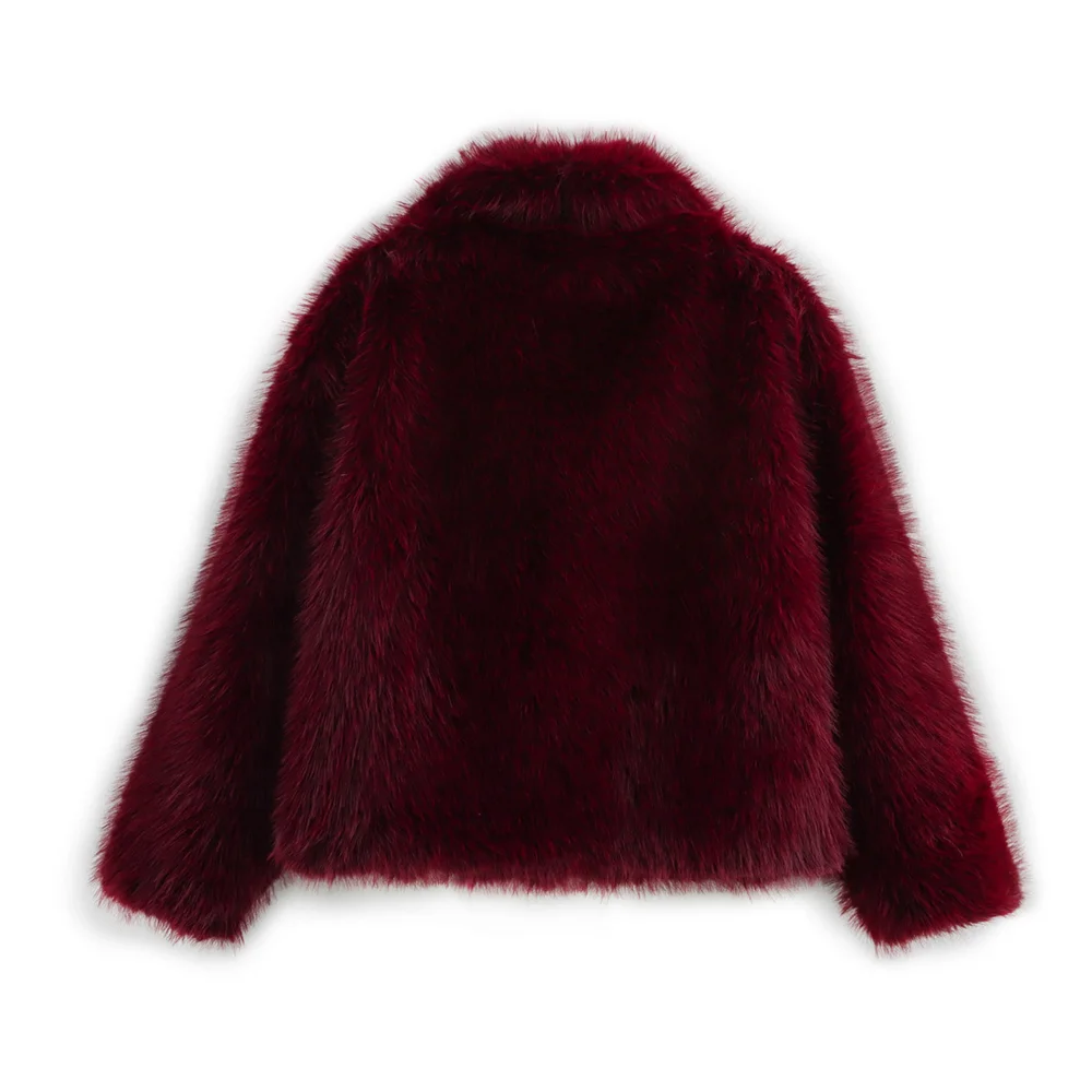 2024 RARA large lapel versatile casual style thick warm short plush solid color coat winter new women's clothing