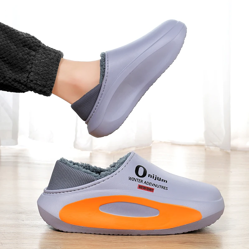 Мужские и женские хлопковые тапочки, мягкие теплые тапочки, непромокаемые лоферы, унисекс, домашние плюшевые тапочки для спальни, зимняя парная обувь