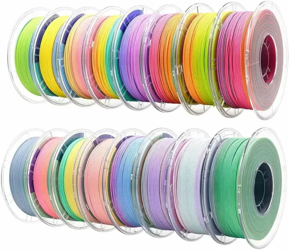 USA Stock Matte Rainbow 3D Printer Filament Bundle,16 Rolls,Dimensional Accuracy +/- 0.02 mm, 1 kg Spool(2.2lbs), 1.75 mm PLA,16