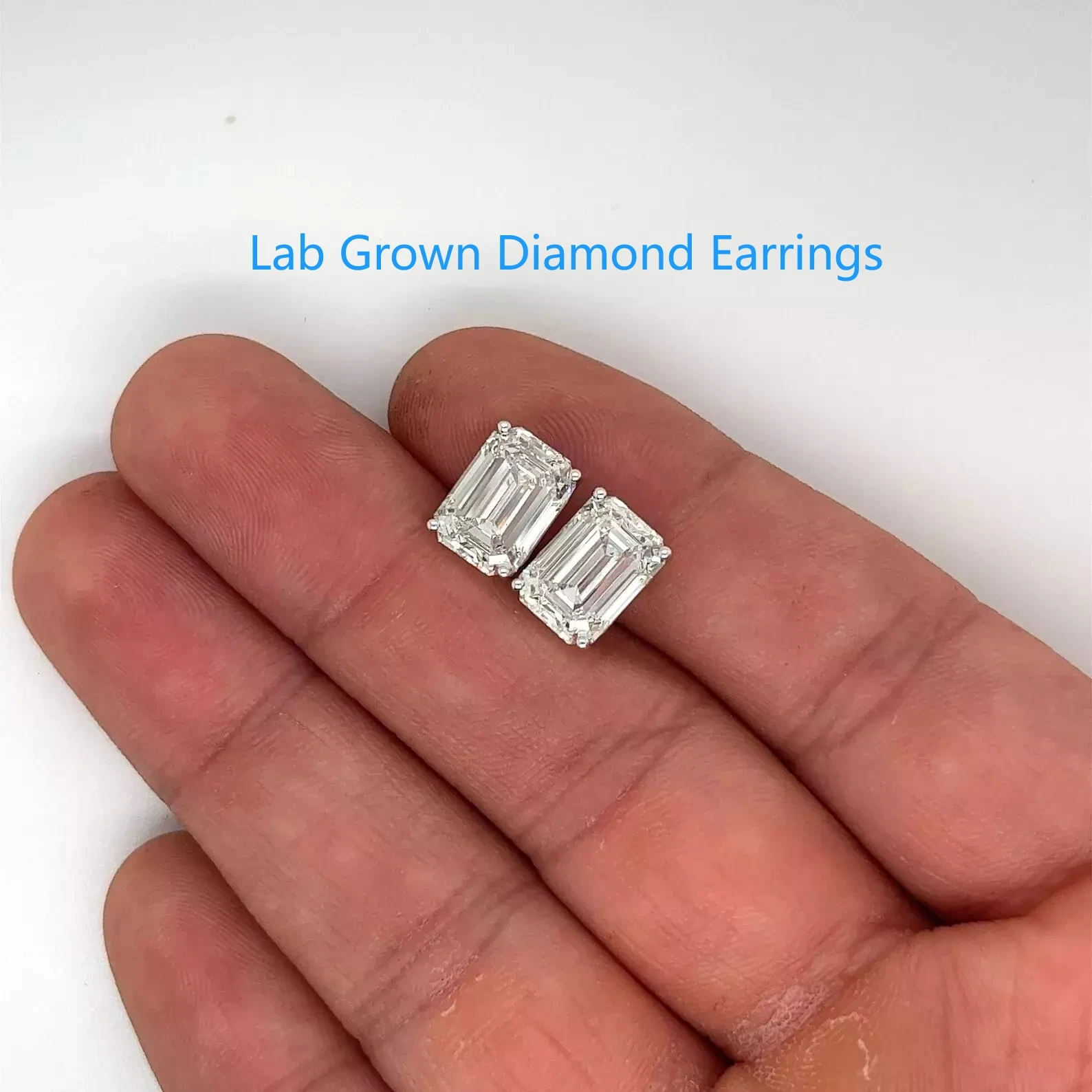 1.5CT Per Stone Emerald Cut CVD HPHT DEF VS IGI Lab Grown Diamond Stud Earrings Platinum 950 Solitaire Earrings For Women