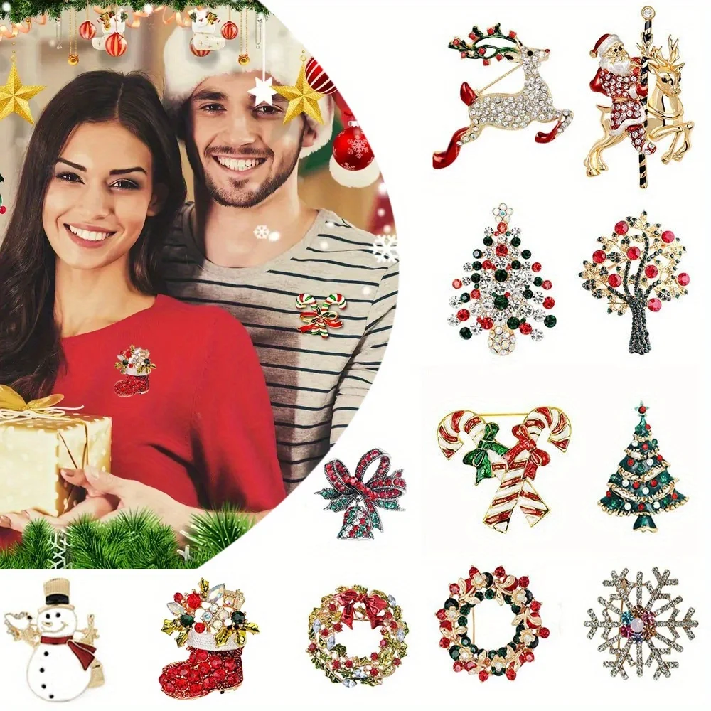 Nieuwe Mode Luxe Prachtige Kerst Broche Pin Sneeuwpop Kerstman Boot Garland Sieraden Geschenken Kerst Decoratie Broches