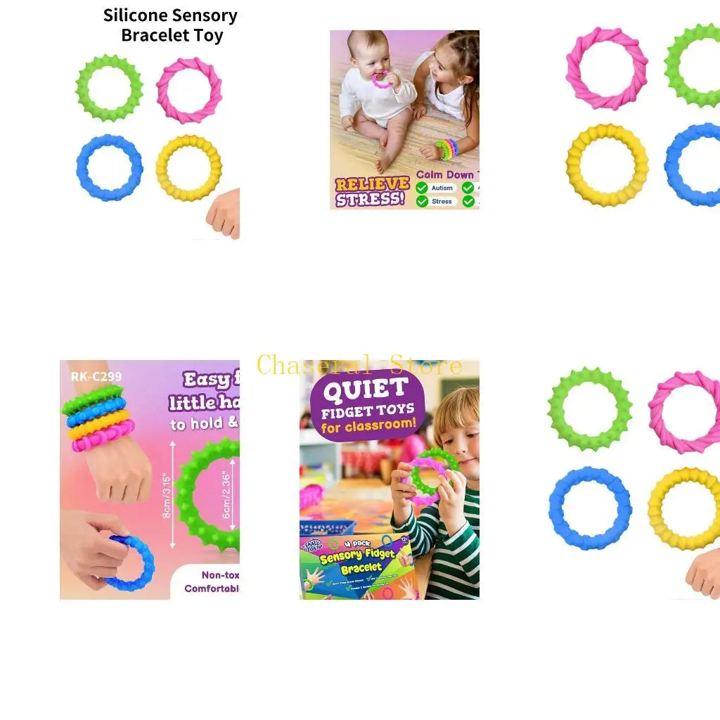 E7CE Sensory Texture Wristband Toy for Classroom Prizes and Christmas Stocking Gifts
