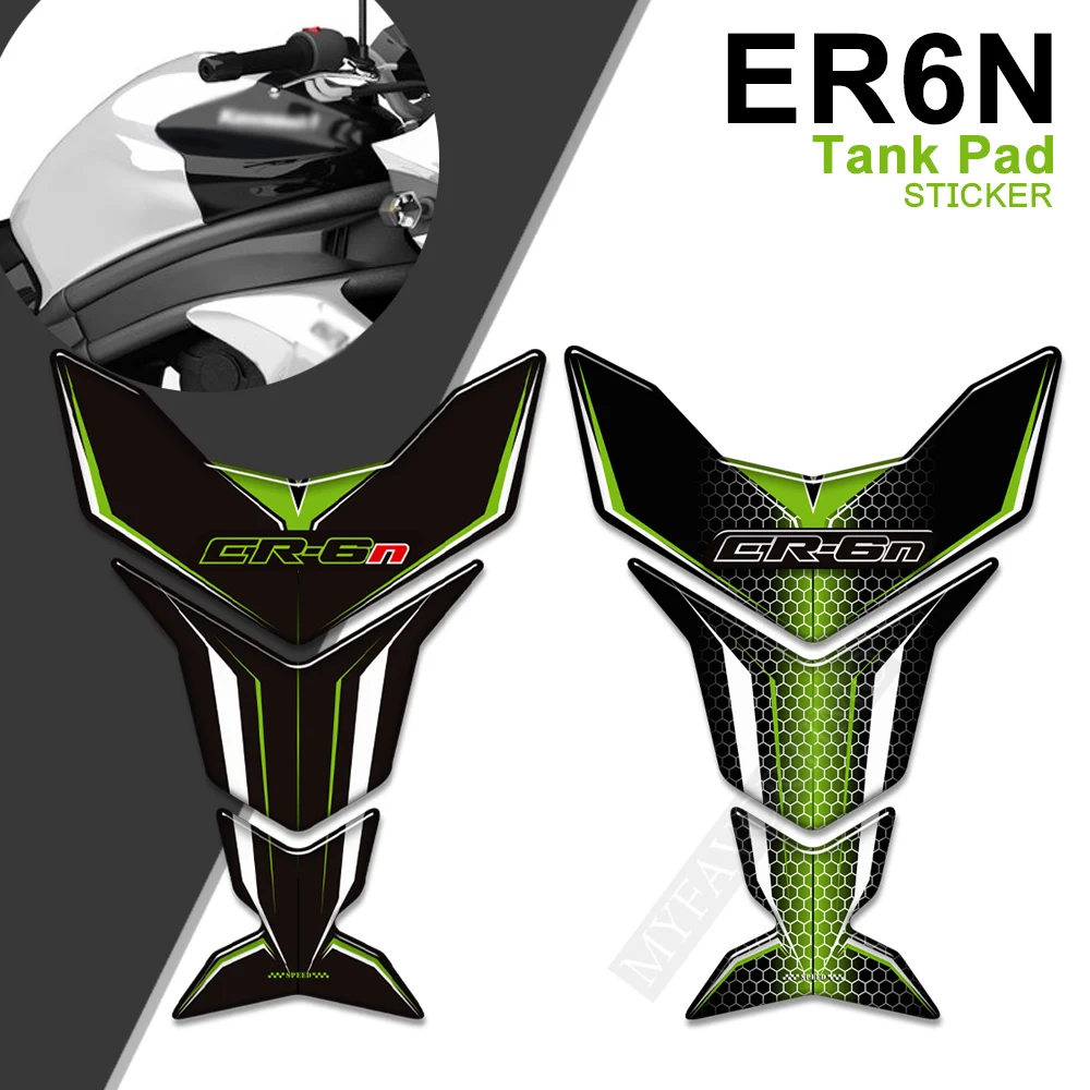 For Kawasaki ER6N ER-6N ER 6N Motorcycle Tank Pad Gas Tank Traction Pads Fuel Tank Stickers Knee Grips Protector Decal Kit