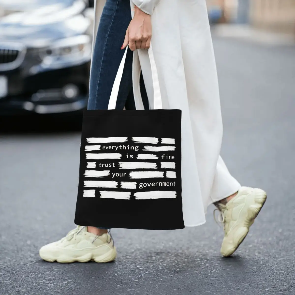 

Everything Is Fine Trust Your Government Shopper Bag Graphic Shoulder Bag Female Fashion Bag Polyester Travel Student Handbags