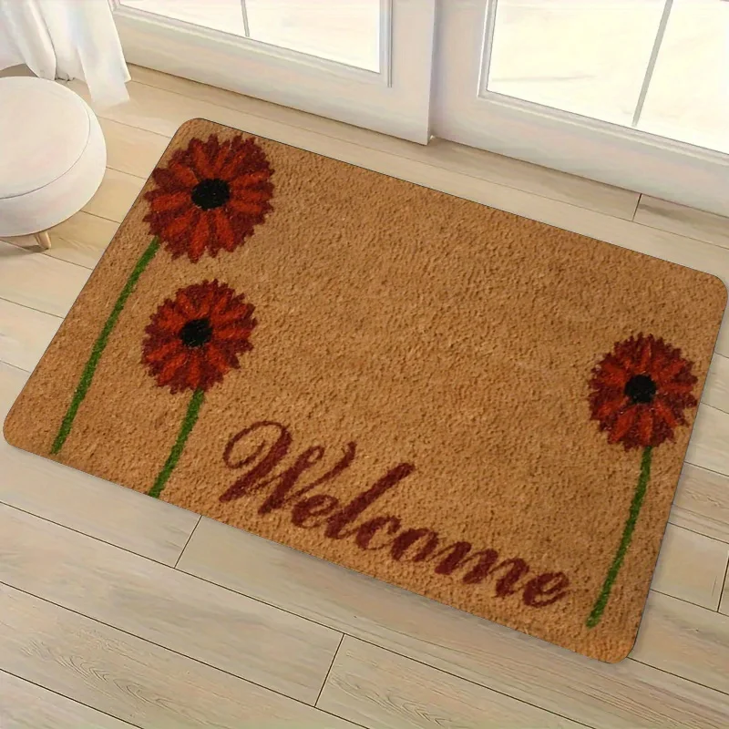 Imitation Coconut Fiber Durable Series Flannel Mat, Soft and Comfortable with Anti-Slip Design, Machine Washable, Suitable for All Seasons, Festive Decoration, Perfect Gift for Living Room, Porch, Bathroom, and More