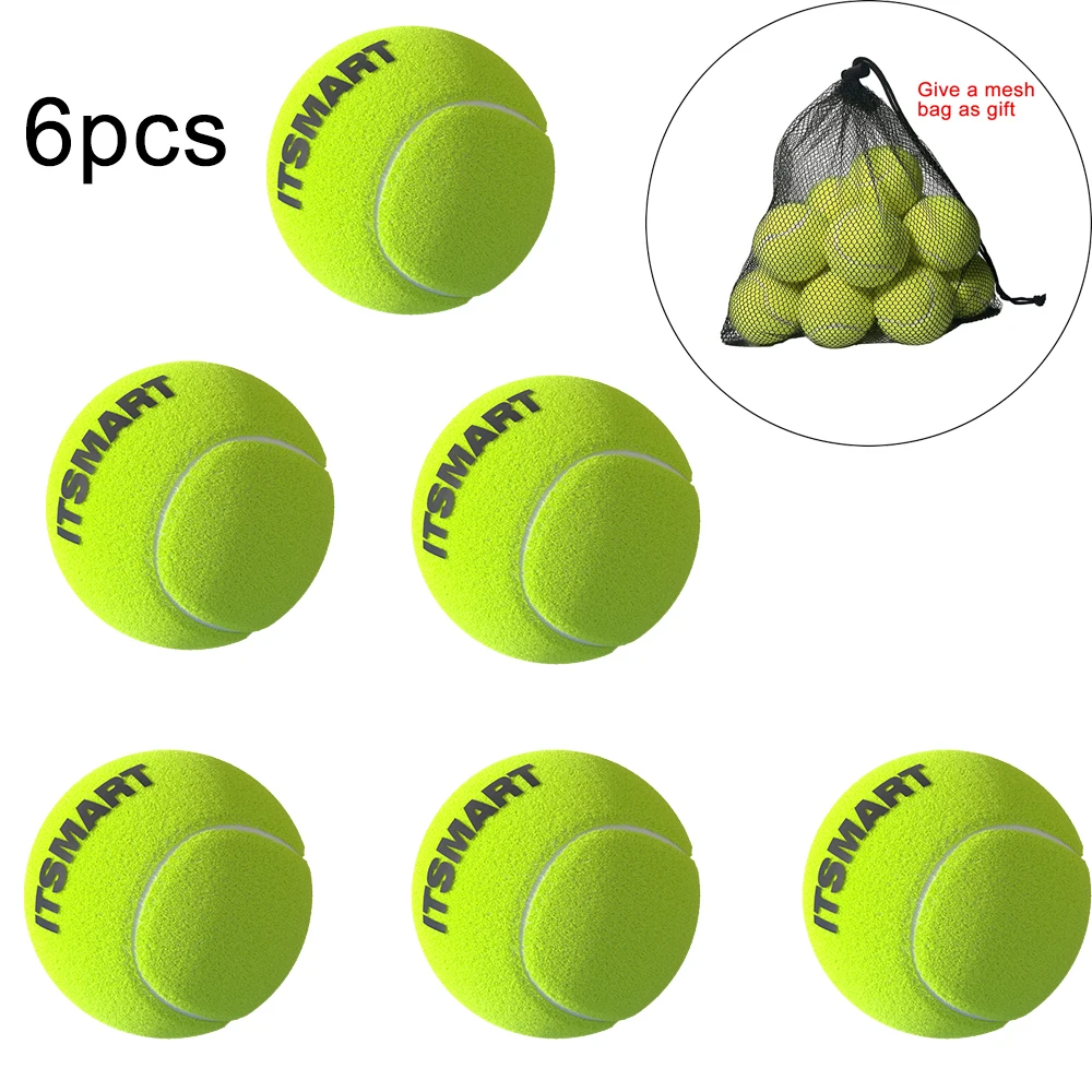 itsmart 6/12 stücke Tennisbälle mit Mesh Tragen Tasche Praxis Ball Hohe Elastizität Haustier Hund Spielen Bälle Outdoor Training sport Wettbewerb 3