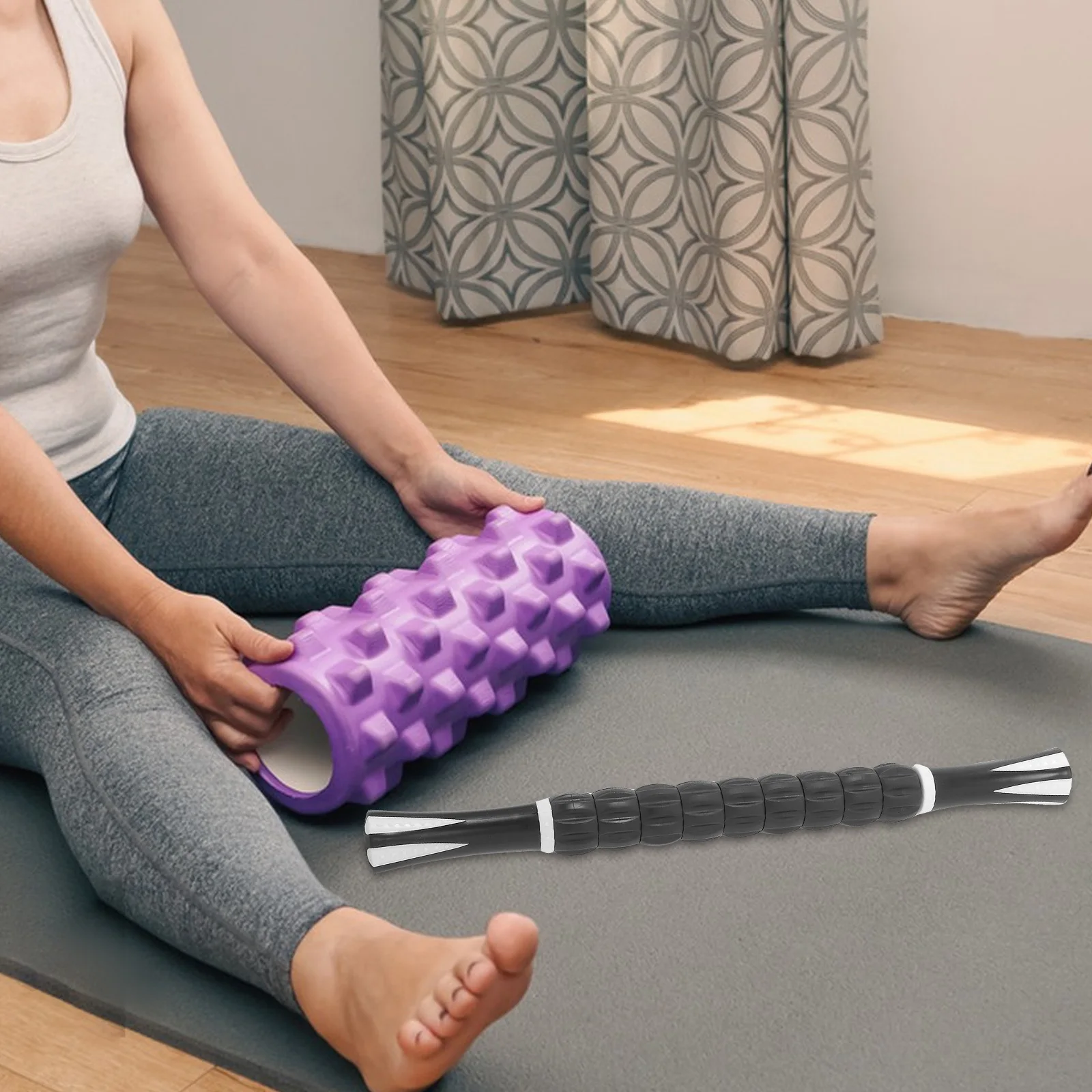 Rolo muscular vara massagem de tecido profundo para perna volta ombro alívio da dor portátil corpo massageador rolo atletas yoga