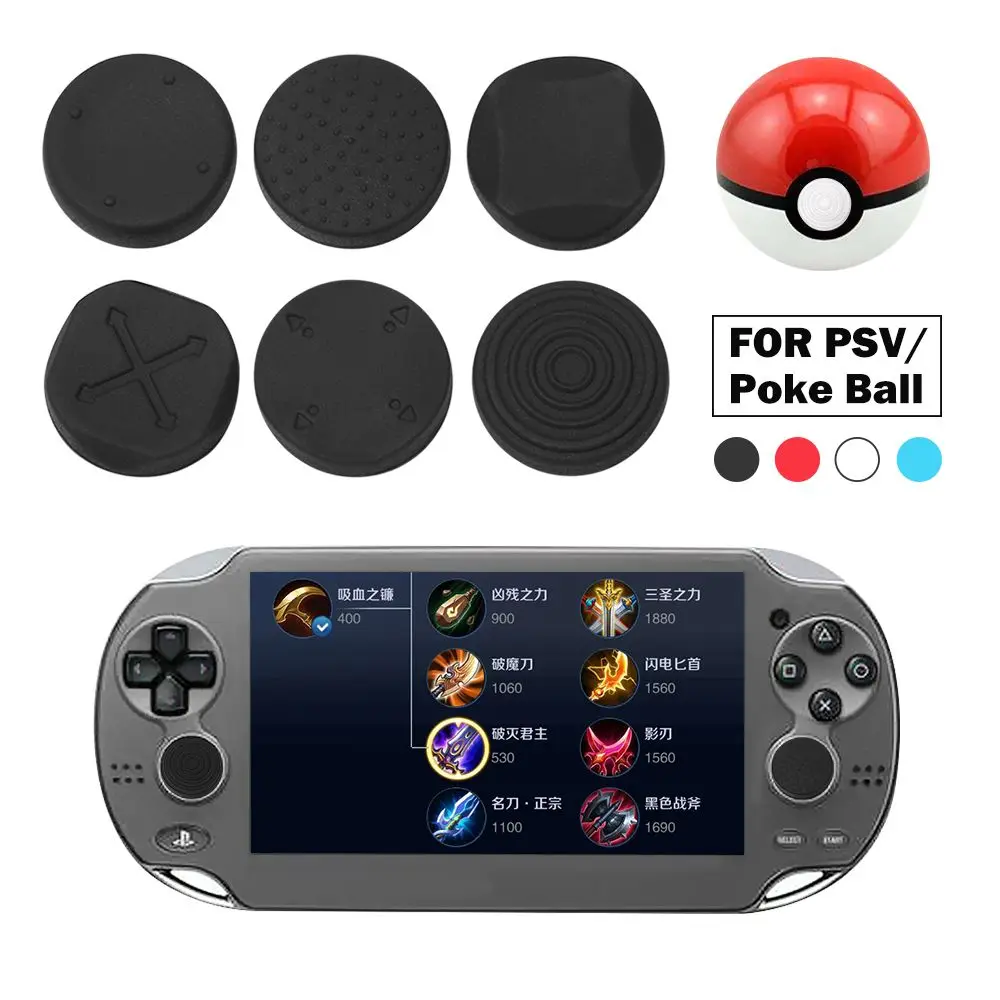 Juste de protection analogique en silicone pour manette de jeu, capuchon de poignée de pouce, étui mince, Sony PlayStation Psvita, PS Vita, PSV 1000/2000, 6 en 1