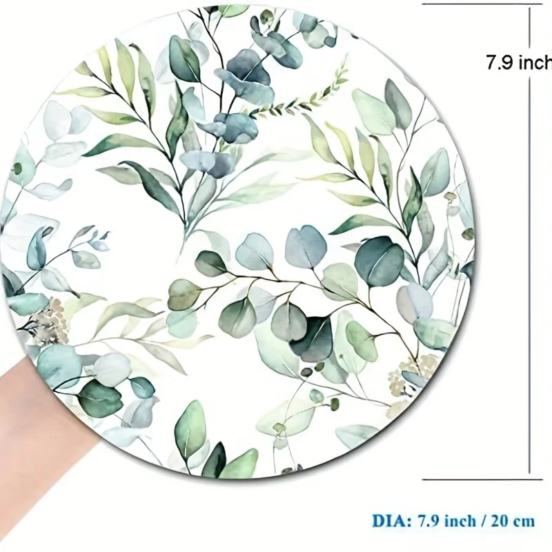 Round Grass Leaves Mouse Mat Small Non-Slip Gaming Mouse Pads Pc Gamer Office Carpet Playmat Computer Accessories Mousepad