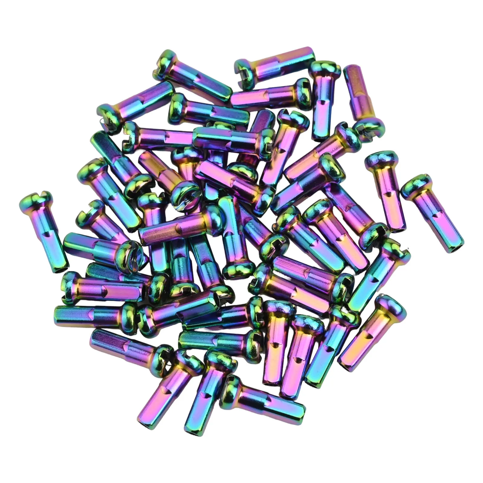 50Pcs Bicycle Spoke Nipples 14x5.85mm Multicoloured/Silver Copper Cap End Tip Road Bike Spoke Hats Replacement Accessories