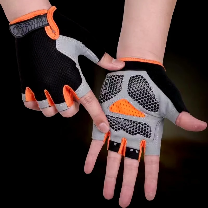 Rutschfestes, schweißhemmendes, stoßfestes Radfahren für Sport Gants De Fitness Demi-doigt Pour Hommes et Femmes und Fahrradhandschuhe