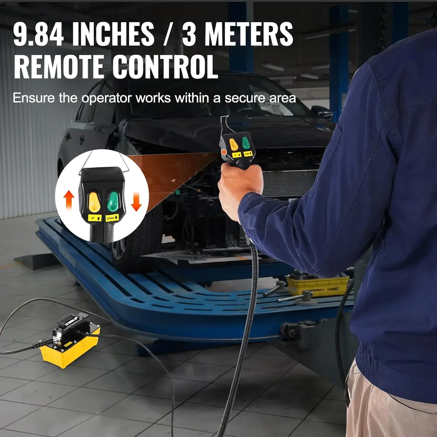 10,000PSI Air Hydraulic Pump, 0.61 Gal Reservoir, NPT 3/8 In Oil Outlet, NPT 1/4 In Inlet, Plastic Air Hydraulic Pum