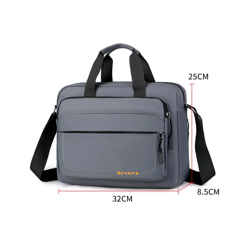 Tas Bahu Fashion Pria Tas Tangan Horizontal Selempang Multifungsi Tas Kantor Bisnis Kertas A4 Tas Messenger Pria