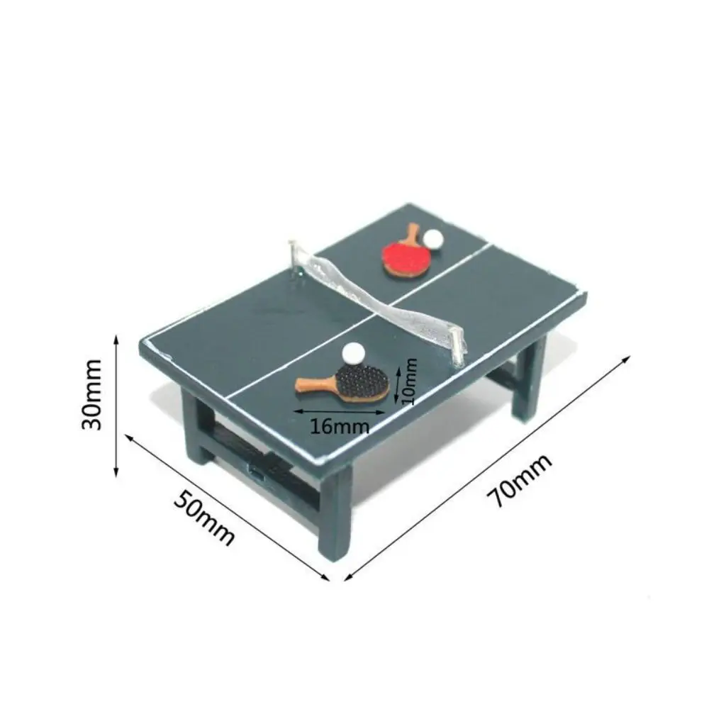 1/12 skala domek dla lalek zestaw do tenisa stołowego zabawki do ping-ponga DIY akcesoria dla lalek miniaturowy stół do ping-ponga rekwizyty fotograficzne domek do zabawy