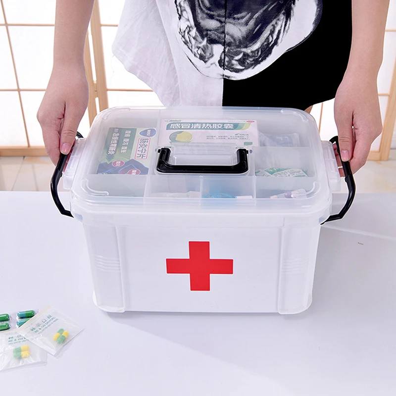 First Aid Kit Medicine Storage Box Portable Emergency Box Household Double Layers Medicine Boxes Medical Kit Storage Organizer