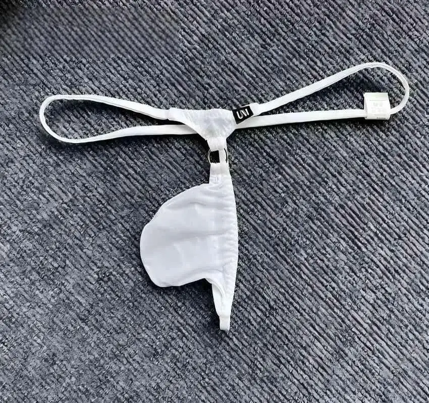 Thin Men's Low Waist Sexy Pure Desire Sissy Thong With Bulging Pocket One Rope Thong Personality Ball Shaped Underware
