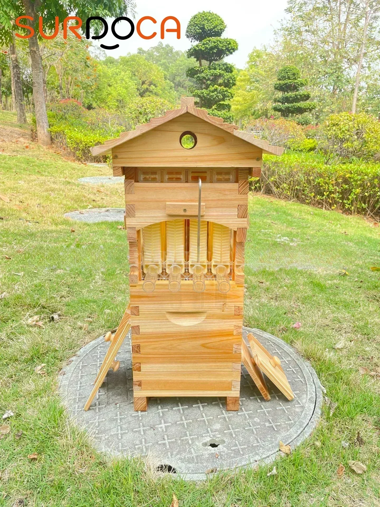 Four Spleen Flow Hive Boiled Wax Cedar Mini Self-flowing Honey Bee Hive Beekeeping Middle Bee Complete Set 25.5*38*120cm