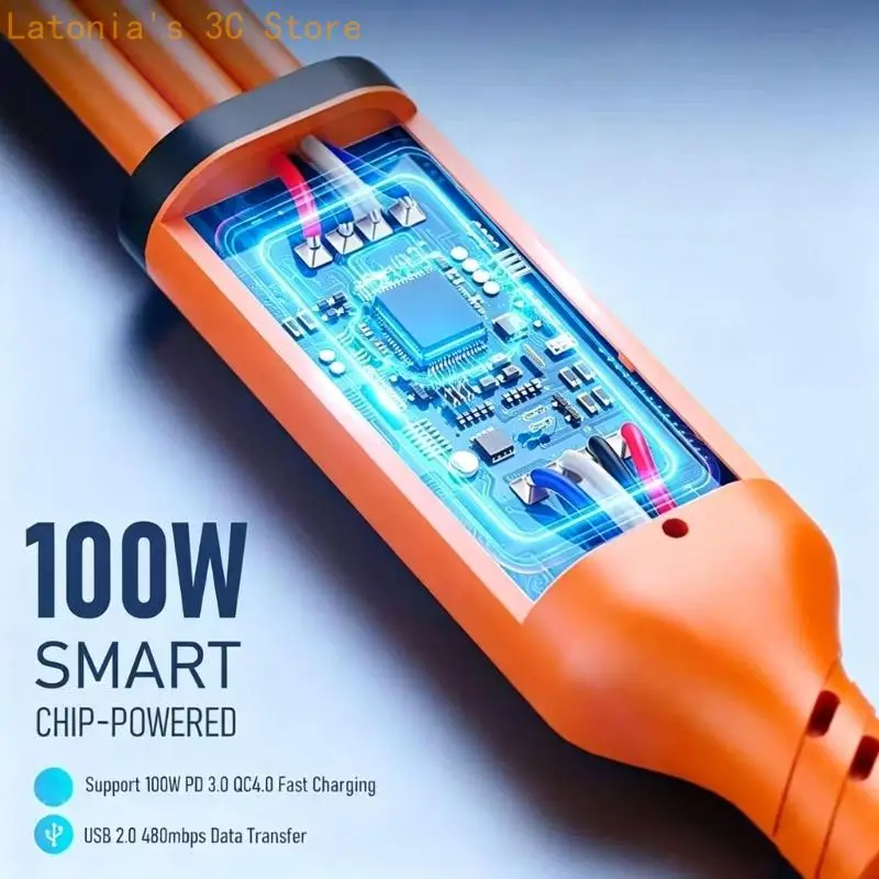 Charging Cable with Watch Charging Wire and Double USB C Outputs X3UB