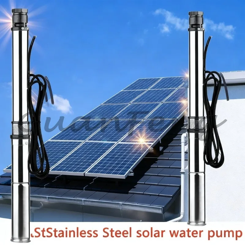 Built-in MPPT Solar Deep Well Pump, 1200W 1500W Submersible Water Pump with 4-6m³/h Flow Rate for Home and Farm Irrigation