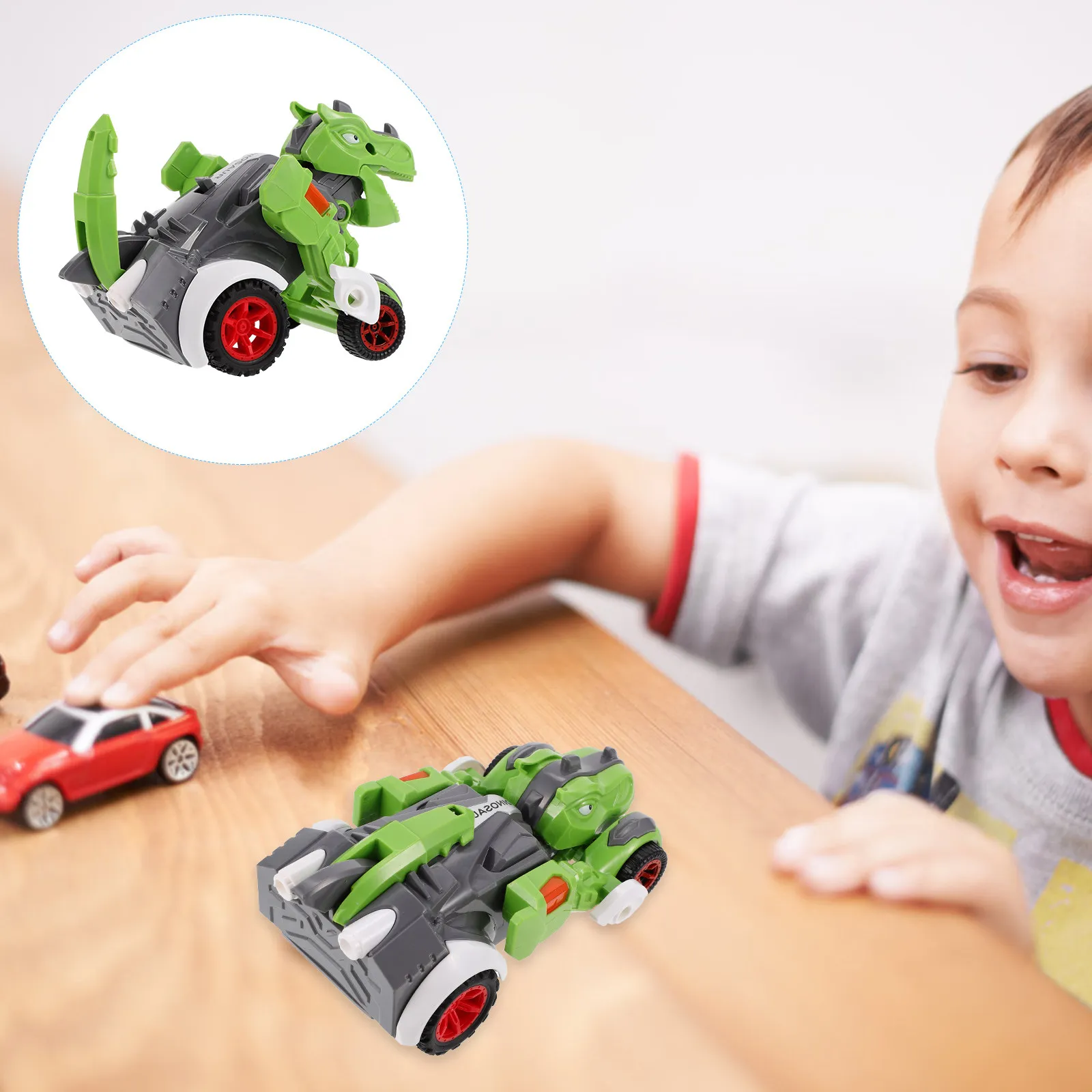 

Pull Back Inertial Dinosaur Car Transforming Preschool Vehicle for Boys Kids Educational Birthday Gift Plaything