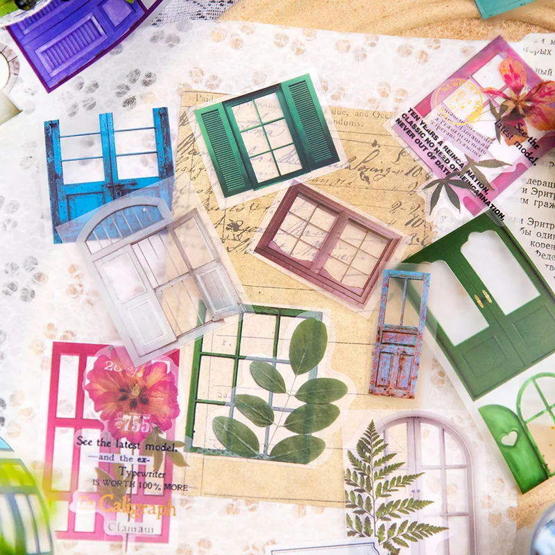 Passing By Your Window Theme Frosted PET Tape Self Narrative Series Scrapbook Material Decoration Collage Base Sticker Set