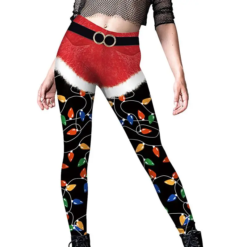 

Women's Funny Printed Ugly Christmas Leggings Stretchy Holiday Tights Funny Costumes Soft High Waist Pants For Parties