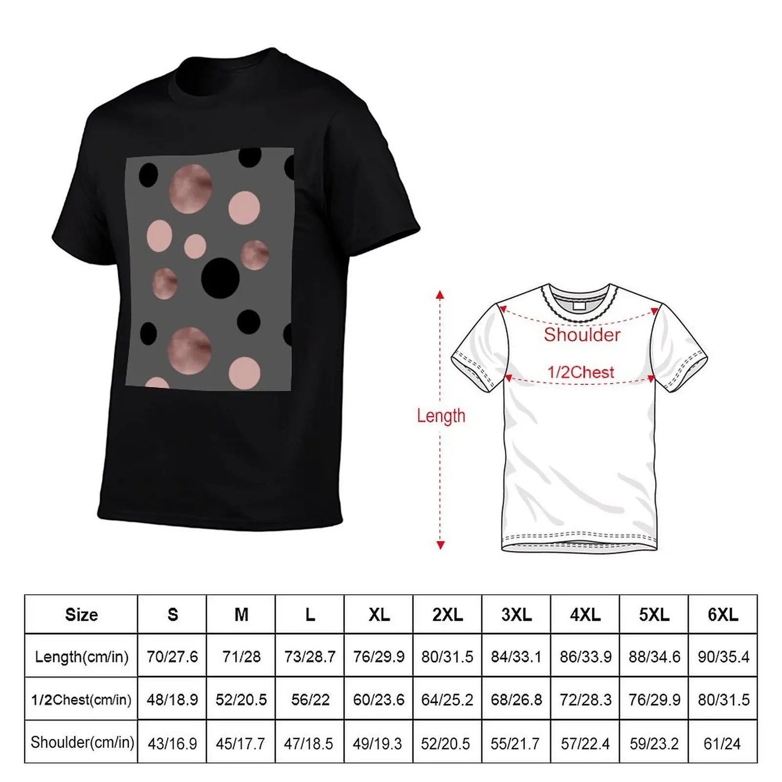 Elegant rose gold, black and pink dots T-Shirt anime t shirts quick-drying rapper graphic tees plus sizes mens vintage t shirts