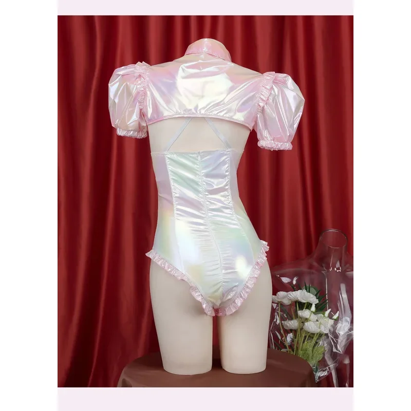 Costume Cosplay KAngel per ragazza esigente Costume da bagno LOLITA 2 pezzi Sexy tuta rosa materiale Laser cappotto Kawaii