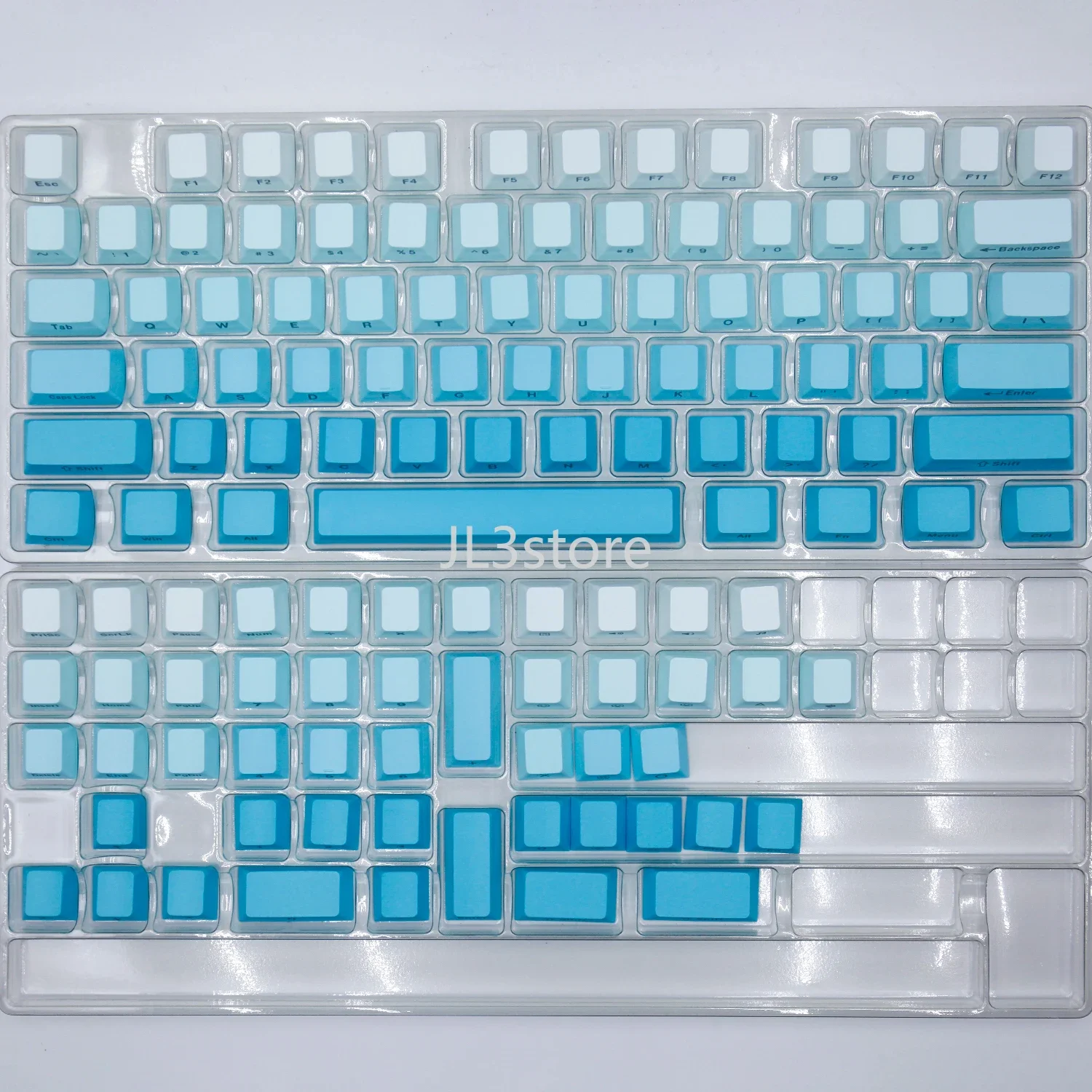 Side engraved keycap factory gradual change cyan PBT opaque 68/75/87/98/100 mechanical keyboard cap