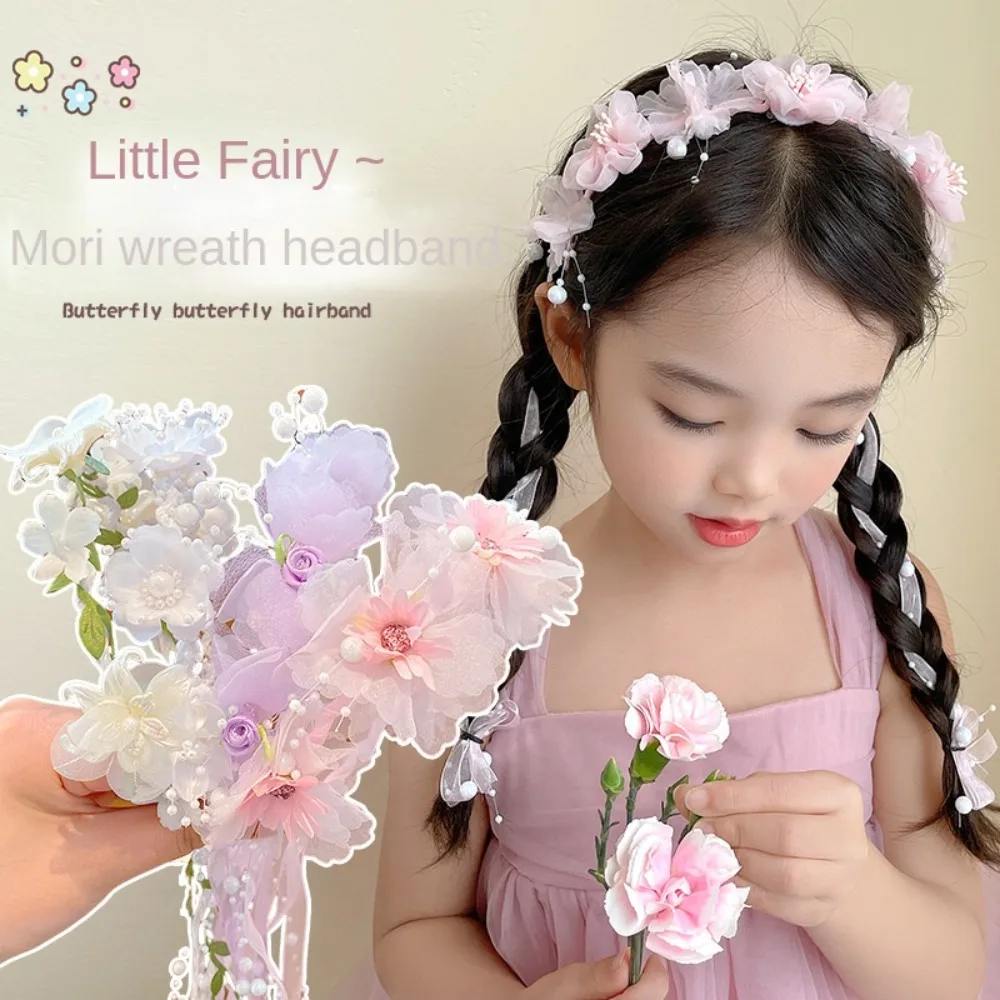 

Sweet Children Flower Headband Elegant Floral Garland Hanfu Headdress Headdress Hair Hoop Floral Crown Hairband Photograph