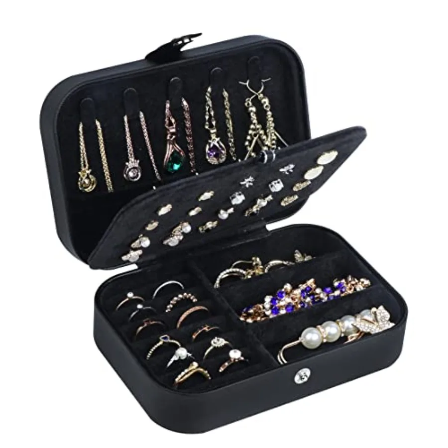 

Travel Jewelry Box, PU Leather Small Jewelry Organizer for Women Girls, Portable Mini Travel Case Display Storage Holder Boxes