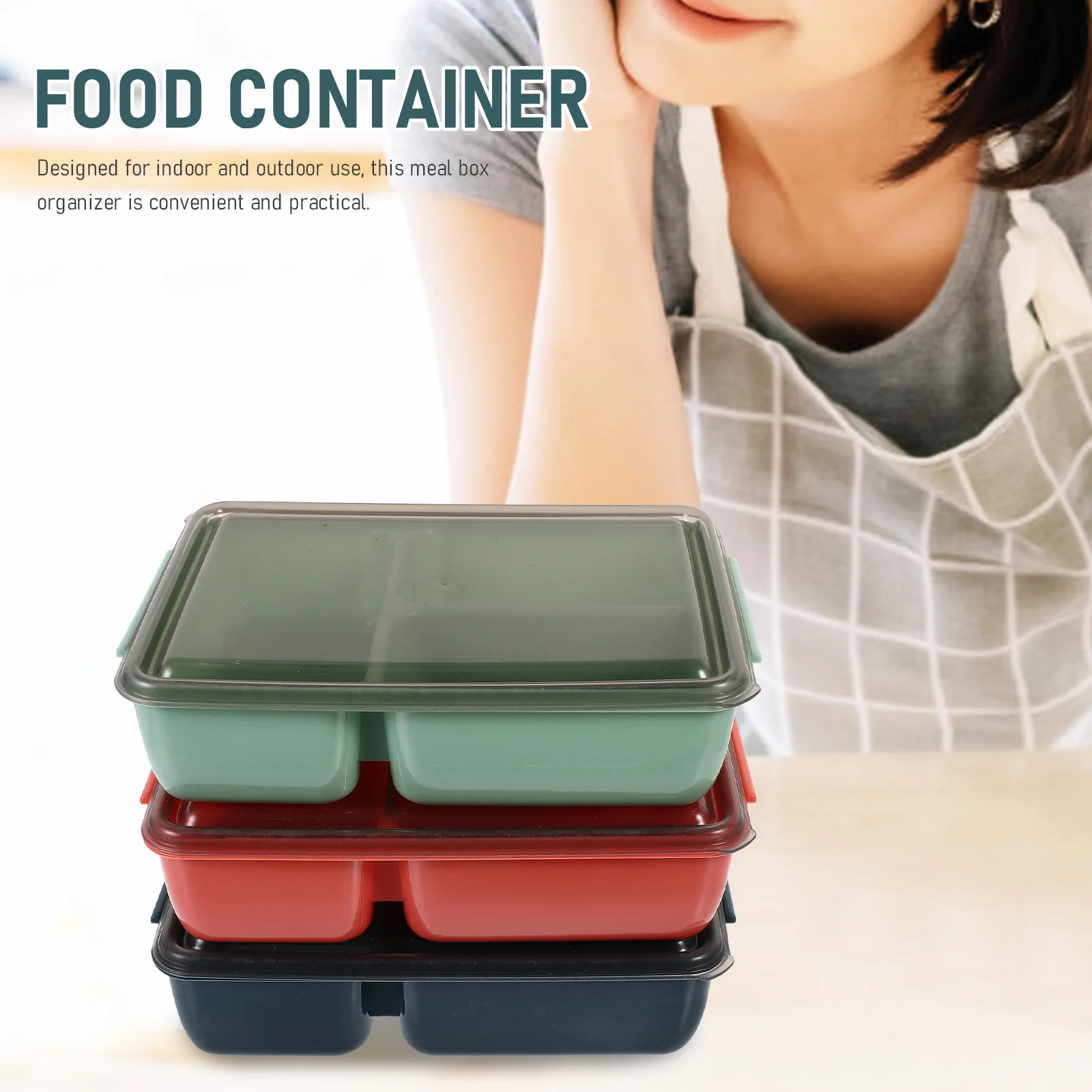 

3pcs Microwaveable Meal Reusable Bento Leak Proof With Lid Portable Camping Meal Box Household Storage Container For Office