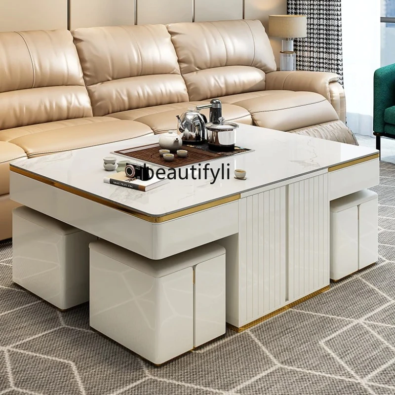 

Clear Nordic Adjustable Coffee Tables Luxury Design White Floor Smart Coffee Table Modern Living Room Bijzettafel Home Furniture