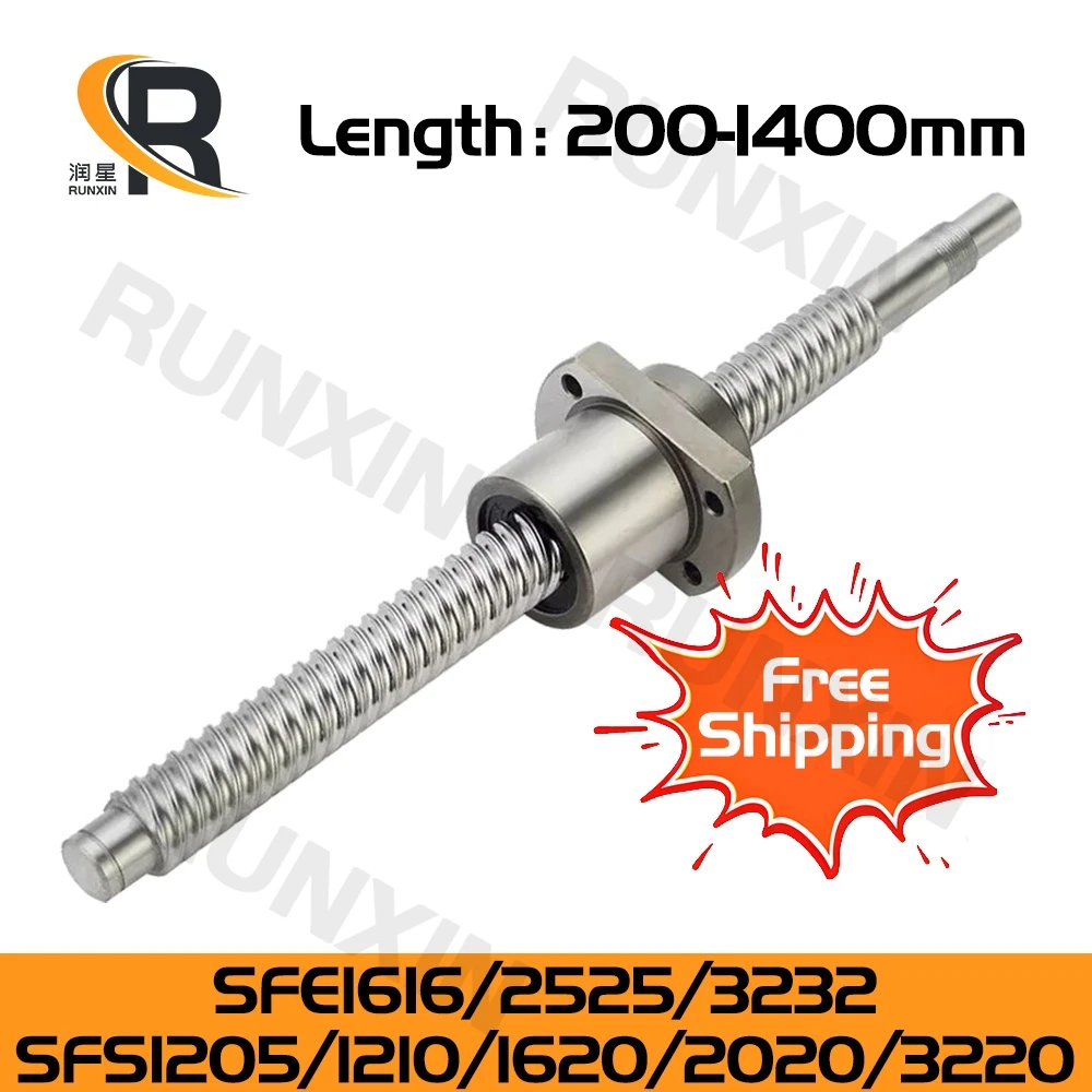 RXTNC Ballscrew C7 SFS1205 SFS1210 SFS1620 SFS2020 SFE1616 SFE2525 with flange single ball nut BK/BF end Machined for CNC part