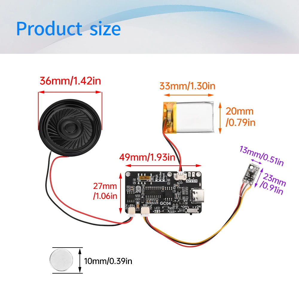 Tarjeta de grabación de magnetrón GC04, caja de regalo creativa, tarjeta de cumpleaños de Navidad, cubierta de música, módulo de voz de descarga MP3 de pared