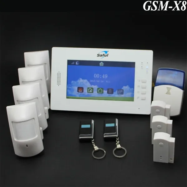 7 inch colour touch screen house wireless monitored alarm system auto dial GSM/PSTN burglar alarm