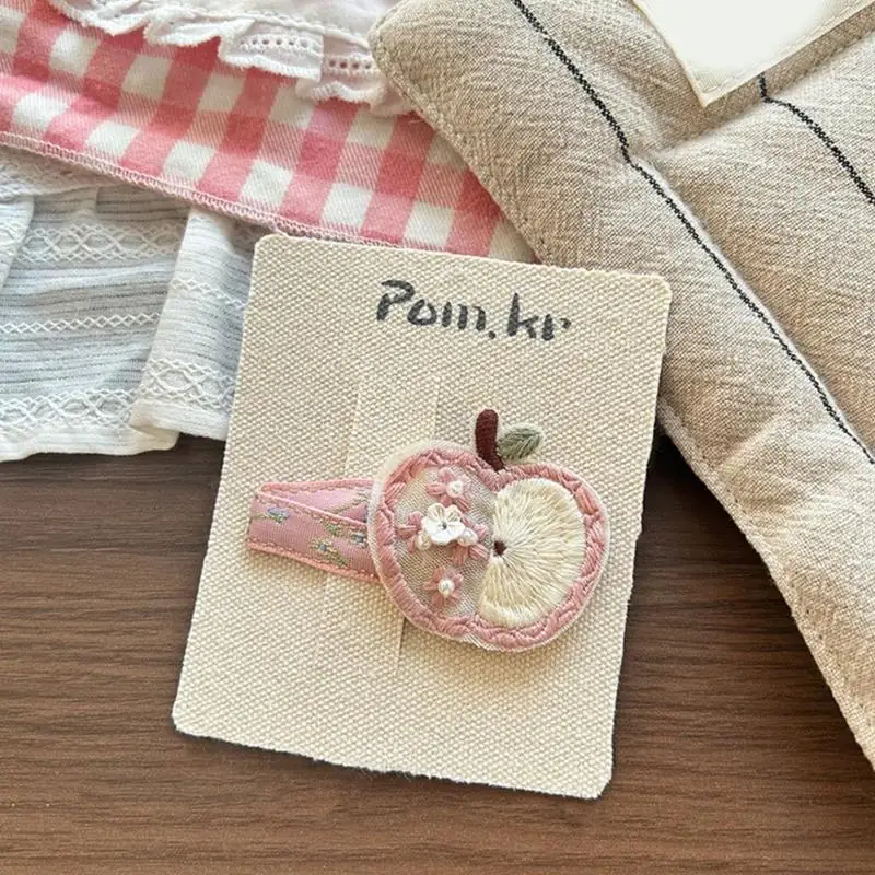 

39BB Embroidered Textile Barrettes Kids Colorful Design Clip For Parties And School
