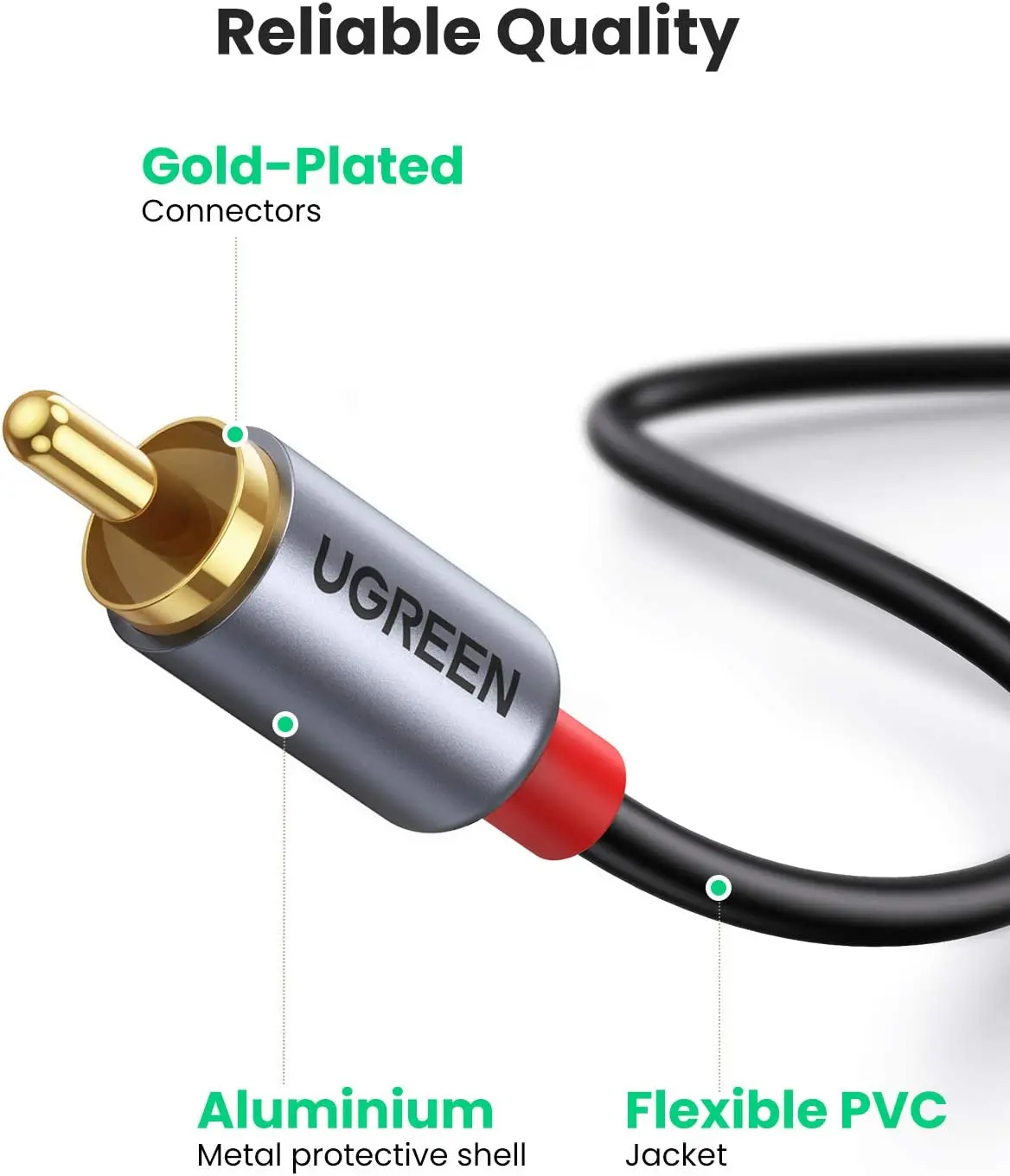 UGREEN USB C to RCA Audio Cable Type C to 2RCA Male Jack Plug Adapter Car Auxiliary Stereo Speaker Amp Cord - view 5