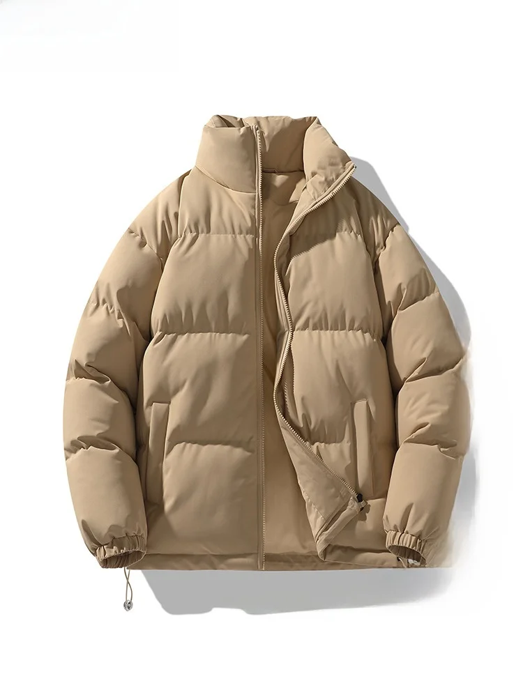 

ex Winter Warm Cotton Jaet Bread Sle Stand Collar Thiened Polyester Fiber Long Sve Zipper Closure Color Coat