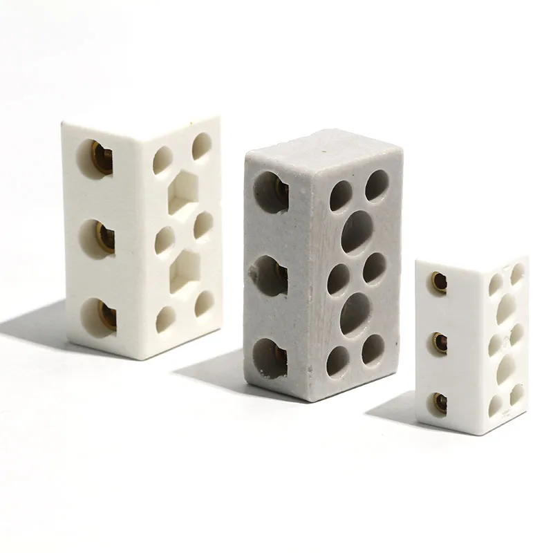 2pcs 3-position 8-Hole 30A High Temperature High Frequency Ceramic Terminal Connector Seat Pure Copper High-Power