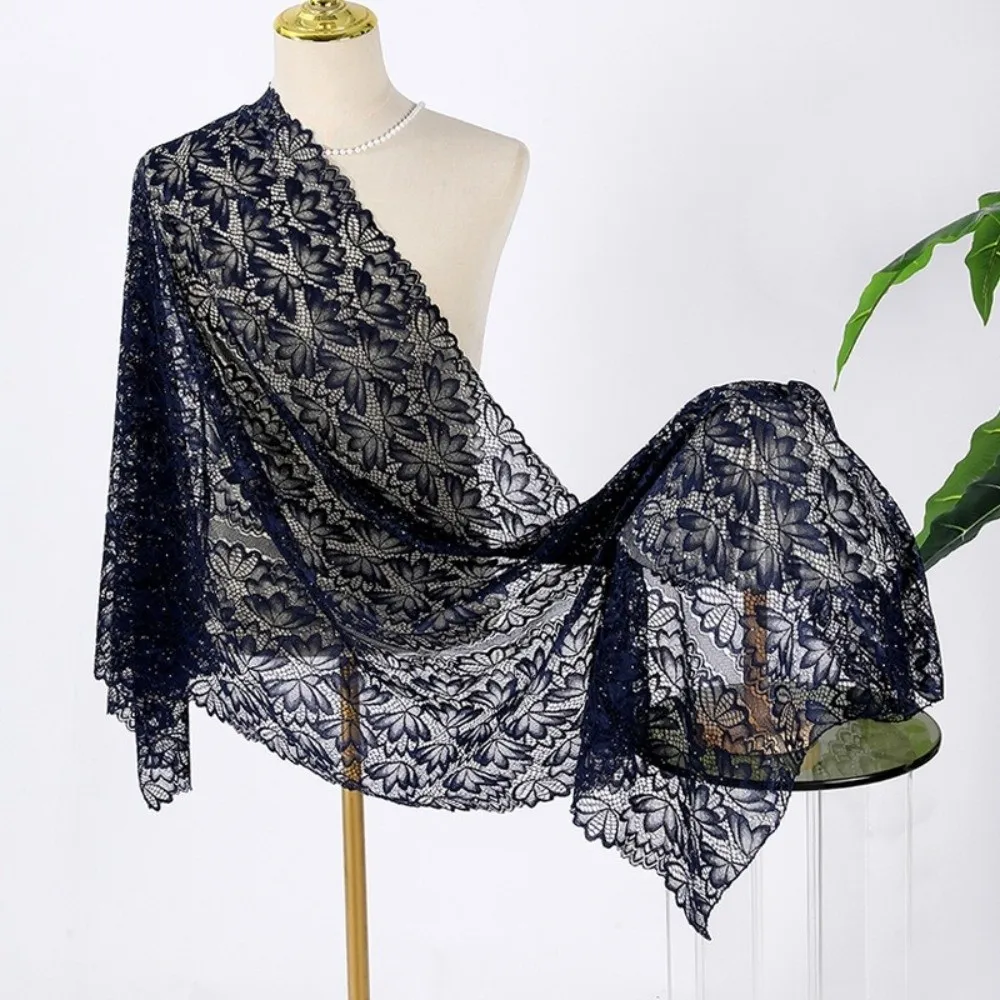 

Solid Color Shawls and Wraps Thin Soft Sparkly Lace Shawl Breathable with Rhinestones Formal Sheer Wedding Wraps