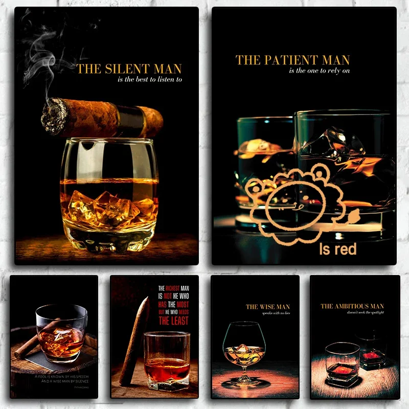 Bar poster Whiskey cigars cocktail Long Island Iced Tea Canvas printing For Home Living Room wall decoration hanging paintings