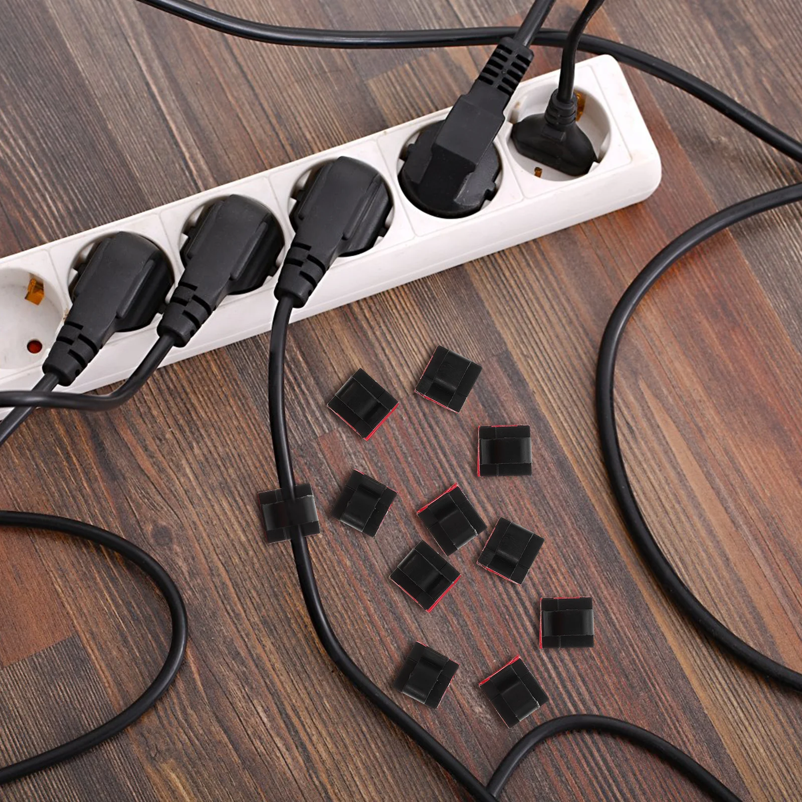 

50Pcs Square Shaped Cable Holder Self-Adhesive Cable Clips Cord Organizer Desktop Wire Management for USB Earphone