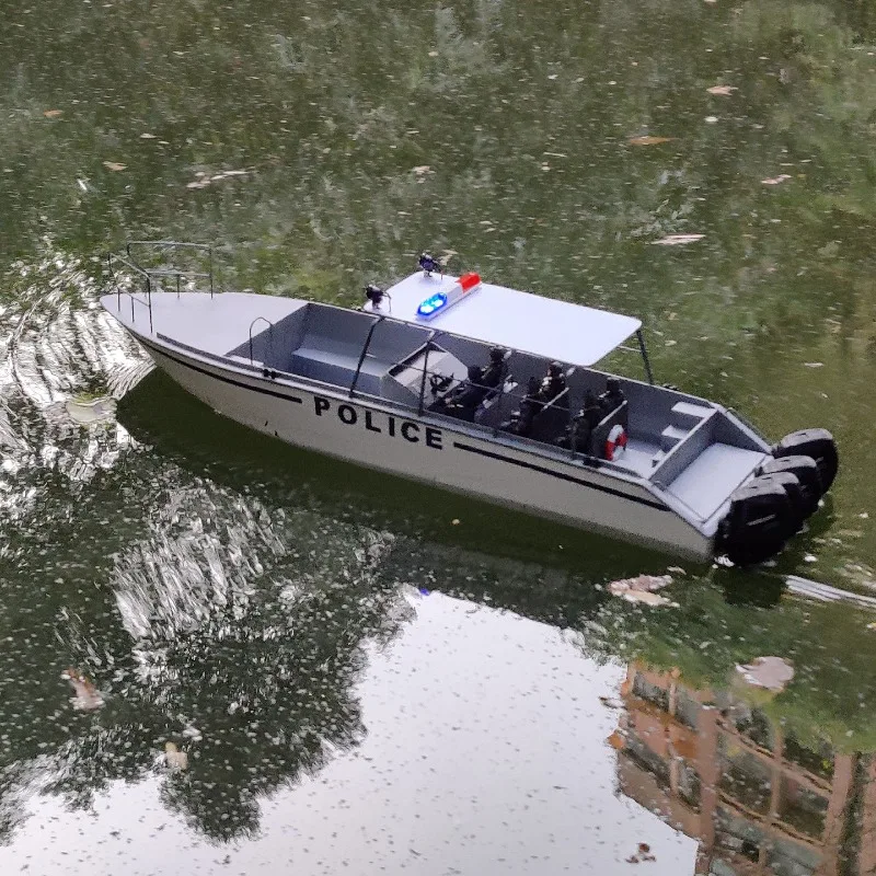 Barco rc 84cm, motor sem escova, polícia marinha, controle remoto, lancha motora, impressão 3d, peça única, barco rc moldado, rtr, brinquedo adulto, presente