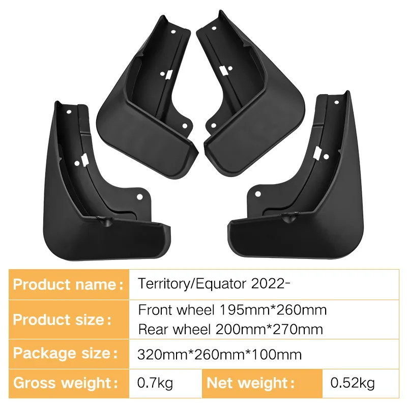 For Ford Territory Equalizer 2019-2023 black car mudguard Reduce dust Resist tire dirt car accessories tools