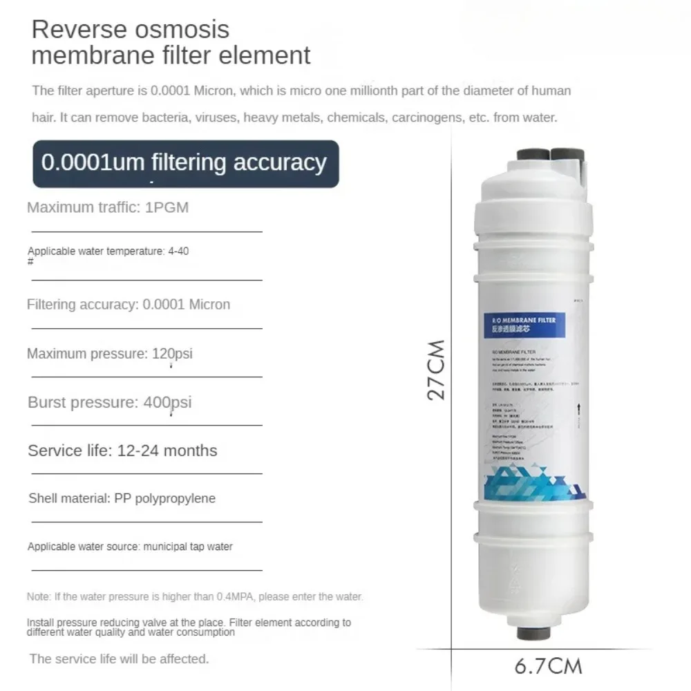 Waternoble 10-inch Inline Carbon Water Filter Replacement Element for Activated Carbon Dechlorination in Reverse Osmosis Systems