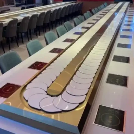 สายพานลำเลียงซูชิแบบคลาสสิกที่มีประสิทธิภาพสำหรับร้านซูชิและร้านชาบู