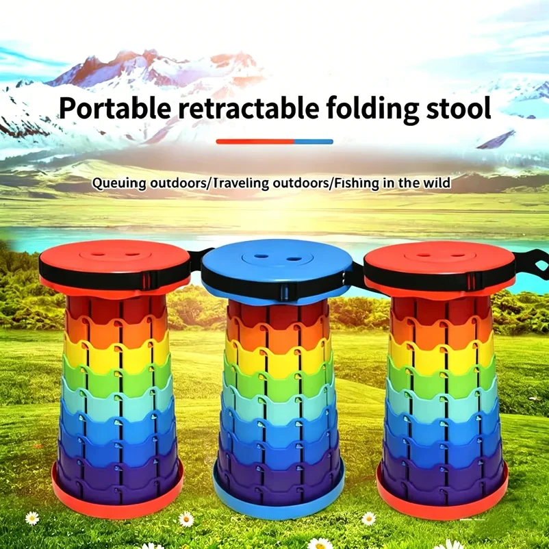 Outdoor Rainbow Folding Stool Portable Chair Adjustable Rainbow Retractable Stool Fishing Train Retractable Folding Stool view 4